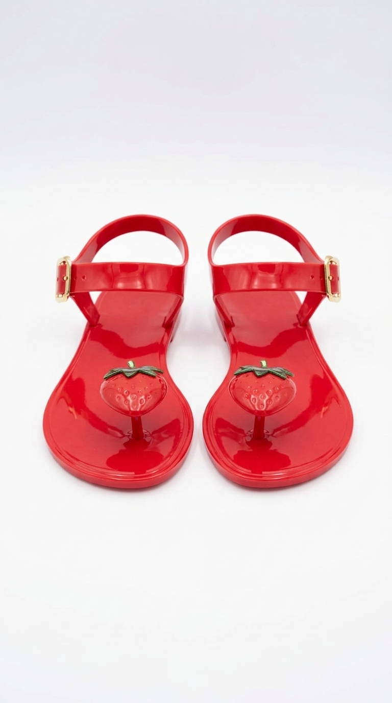 J-9003-4 Kadın Kırmızı Parmak Arası Terlik - Canlı Renk Şık Yazlık Terlik