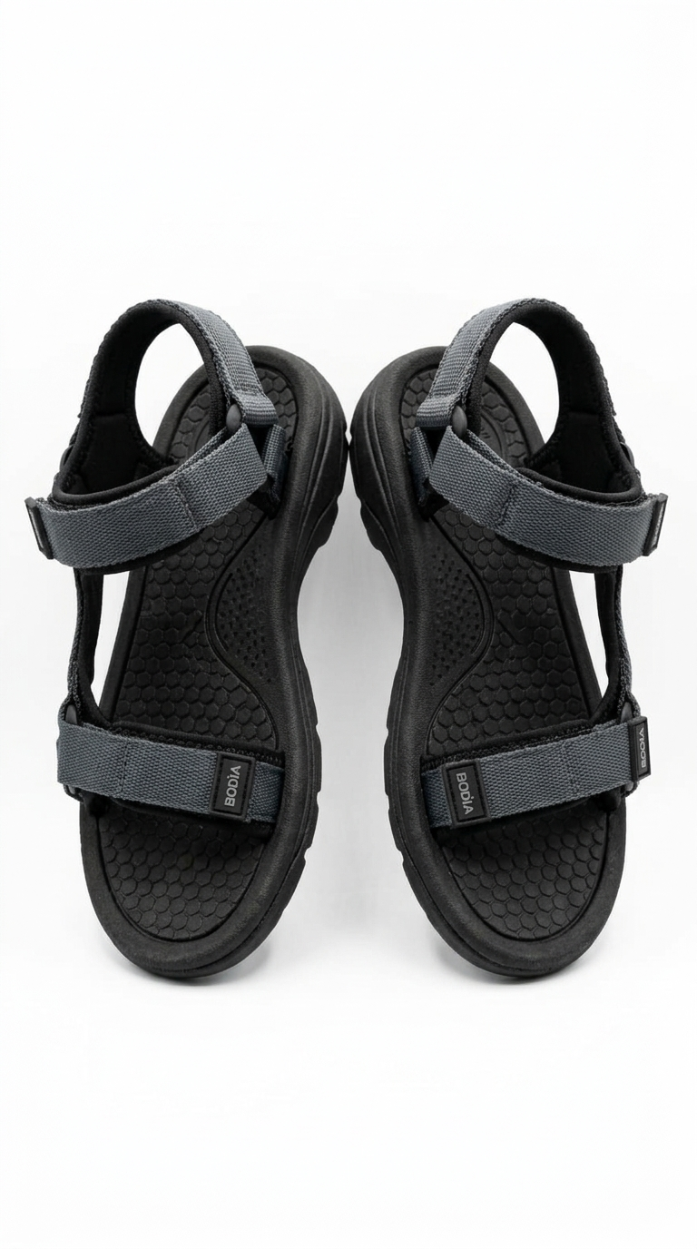 Kadın Siyah Gri Outdoor Sandalet - Dayanıklı ve Konforlu Yürüyüş Sandaleti