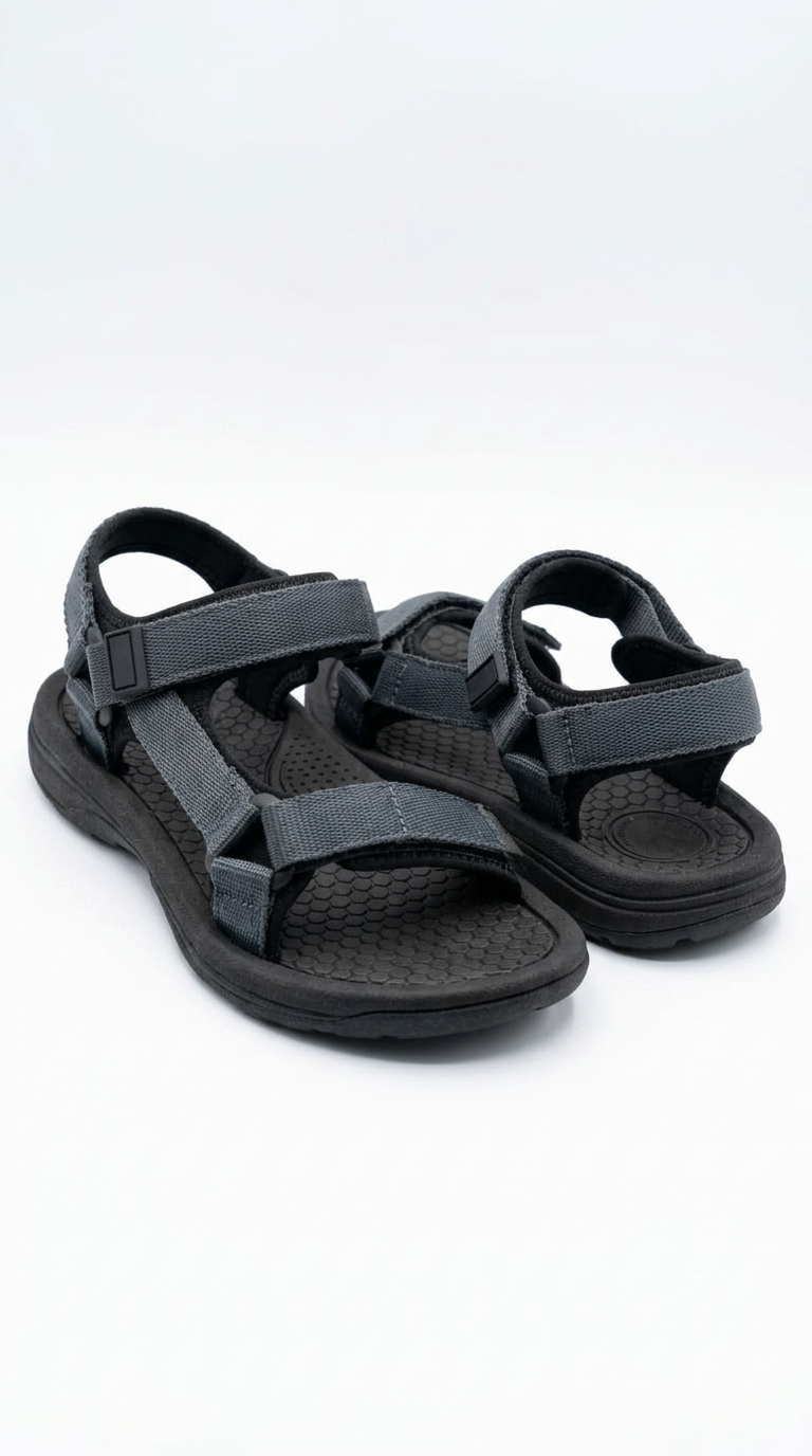 Kadın Siyah Gri Outdoor Sandalet - Dayanıklı ve Konforlu Yürüyüş Sandaleti