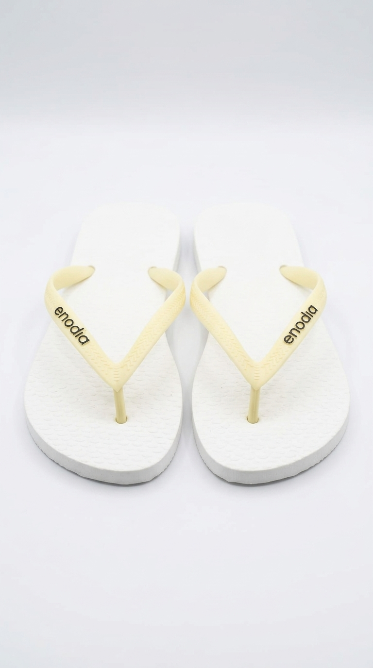 J-9003 Kadın Beyaz Limon Sarısı Parmak Arası Terlik - Şık ve Rahat Yazlık Terlik